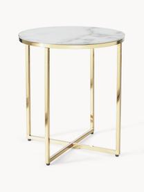 Table d'appoint ronde look marbre Antigua, Blanc look marbre, doré, Ø 45 x haut. 50 cm