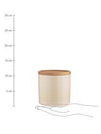 Boîte de rangement en grès Stax, Beige, bois clair, Ø 12 x haut. 12 cm, 950 ml