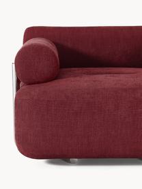 Loungefauteuil Stella, Bekleding: 85 % polyester, 15 % kato, Frame: massief sparrenhout, PEFC, Poten: kunststof, Geweven stof wijnrood, B 111 x D 100 cm