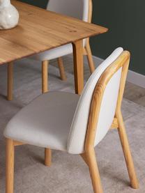 Chaise rembourrée en bois Julie, Tissu blanc cassé, bois de frêne clair, larg. 47 x haut. 81 cm