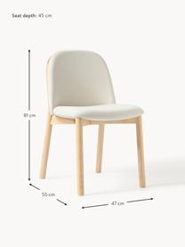 Gestoffeerde stoel Julie van essenhout, Bekleding: 100% polyester Met 20.000, Frame: massief essenhout Dit pro, Geweven stof gebroken wit, helder essenhout, B 47 x H 81 cm