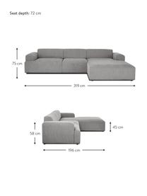 Cord-Ecksofa Melva (4-Sitzer), Bezug: Cord (92% Polyester, 8% P, Gestell: Massives Kiefernholz, FSC, Cord Grau, B 319 x T 196 cm, Eckteil rechts