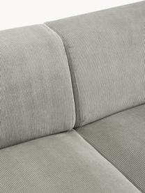Sofa narożna ze sztruksu Melva (4-osobowa), Tapicerka: sztruks (92% poliester, 8, Stelaż: lite drewno sosnowe, cert, Nogi: tworzywo sztuczne, Szary sztruks, S 319 x G 196 cm, prawostronna