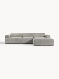 Cord-Ecksofa Melva (4-Sitzer), Bezug: Cord (92% Polyester, 8% P, Gestell: Massives Kiefernholz, Spa, Füße: Kunststoff Dieses Produkt, Cord Grau, B 319 x T 195 cm, Eckteil links