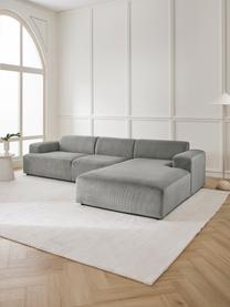 Cord-Ecksofa Melva (4-Sitzer), Bezug: Cord (92% Polyester, 8% P, Gestell: Massives Kiefernholz, Spa, Cord Grau, B 319 x T 195 cm, Eckteil rechts