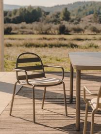 Chaise de jardin à accoudoirs Joncols, Aluminium, revêtement par poudre, Vert olive, larg. 61 x prof. 58 cm
