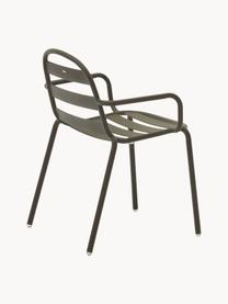 Ogrodowe krzesło z podłokietnikami Joncols, Aluminium malowane proszkowo, Oliwkowy zielony, S 61 x G 58 cm