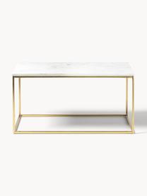 Mramorový konferenčný stolík Alys, Biela mramorovaná, odtiene zlatej, Š 80 x H 45 cm
