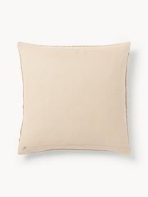 Housse de coussin en velours texturé Nisha, Beige, larg. 50 x long. 50 cm