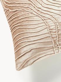 Copricuscino in velluto strutturato Nisha, Retro: 100% cotone, Beige, Larg. 50 x Lung. 50 cm
