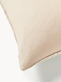 Housse de coussin en velours texturé Nisha, Beige, larg. 50 x long. 50 cm