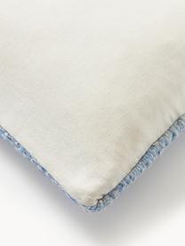 Funda de cojín Jasper, Parte superior: 73% seda, 27% algodón, Parte trasera: 100% algodón, Azul claro, azul, blanco Off White, An 45 x L 45 cm