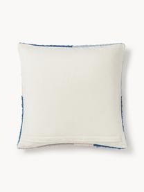Copricuscino con decoro astratto Jasper, Retro: 100% cotone, Azzurro, blu, bianco latte, Larg. 45 x Lung. 45 cm