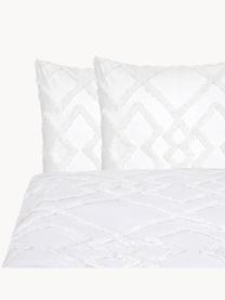 Biancheria da letto in percalle con decoro a ciuffi Faith, Bianco, 155 x 200 cm + 1 federa 50 x 80 cm