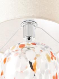 Tischlampe Bree aus Glas, Lampenschirm: 100 % Leinen, Hellbeige, Transparent, Bunt, Ø 22 x H 35 cm