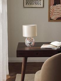 Lampada da tavolo in vetro Bree, Paralume: 100% lino, Beige chiaro, trasparente, multicolore, Ø 22 x Alt. 35 cm