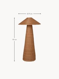 Kleine Stehlampe Dou aus Rattan, handgefertigt, Braun, H 131 cm