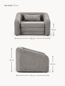 Fauteuil convertible Eliot, Tissu gris foncé, larg. 100 x prof. 94 cm