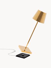 Lampada da tavolo portatile a LED con luce regolabile Poldina, Lampada: alluminio rivestito, Dorato lucido, Ø 11 x Alt. 38 cm