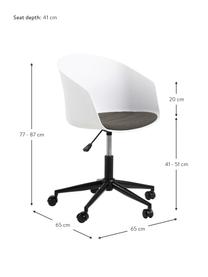 Krzesło biurowe Moon, obrotowe, Stelaż: metal malowany proszkowo, Biały, ciemny szary, czarny, S 65 x G 65 cm