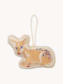 Gestickter Baumanhänger Baby Deer, 2 Stück, Baumwolle, Beigetöne, Mehrfarbig, B 11 x H 7 cm