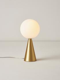 Malá stolová lampa Bilia, ručne vyrobená, Biela, mosadzná, Ø 12 x V 26 cm