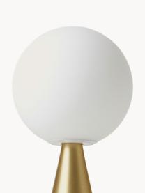 Kleine tafellamp Bilia, handgemaakt, Lampenkap: glas, Wit, messing, Ø 20 x H 43 cm