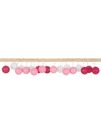 LED-Lichterkette Bellin, 320 cm, 20 Lampions, Lampions: Baumwolle, Pink, Dunkelrot, Weiss, L 320 cm