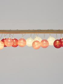 LED-Lichterkette Bellin, 320 cm, 20 Lampions, Lampions: Baumwolle, Pink, Dunkelrot, Weiss, L 320 cm