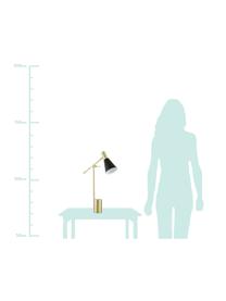 Schreibtischlampe Sia aus Metall, Lampenschirm: Metall, pulverbeschichtet, Lampenfuß: Metall, vermessingt, Schwarz, Messingfarben, Ø 13 x H 63 cm