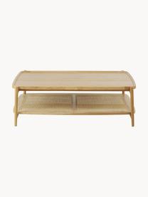 Tavolino da salotto in legno di quercia Tony, Ripiano: rattan, Struttura: legno massiccio di querci, Legno di quercia, Larg. 110 x Alt. 35 cm