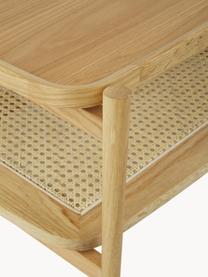 Mesa de centro de roble Tony, Tablero: tablero de fibras de dens, Estante: ratán, Estructura: madera de roble maciza pi, Roble, An 110 x Al 35 cm