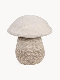 Handgefertigter Aufbewahrungskorb Mushroom mit Deckel, H 27 cm, 97 % Baumwolle, 3 % Kunstfaser, Cremeweiss, Beigetöne, Ø 30 x H 27 cm