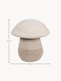 Handgefertigter Aufbewahrungskorb Mushroom mit Deckel, H 27 cm, 97 % Baumwolle, 3 % Kunstfaser, Cremeweiß, Beigetöne, Ø 30 x H 27 cm
