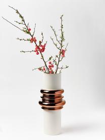 Dizajnová váza z keramiky Ordini, V 45 cm, Keramika, Lomená biela, odtiene zlatej, Ø 20 x V 45 cm