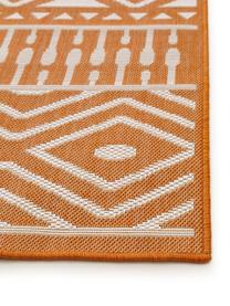 In- & outdoor vloerkleed Nillo met ethnopatroon, 100% polyethyleen, Oranje, crèmekleurig, B 120 x L 170 cm (maat S)