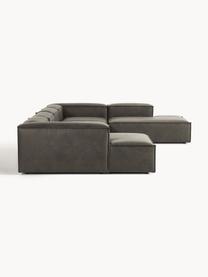 Sofa modułowa ze skóry z recyklingu Lennon, Tapicerka: skóra z recyklingu (70% s, Stelaż: lite drewno, sklejka, Nogi: tworzywo sztuczne Ten pro, Taupe skóra, S 418 x G 269 cm, prawostronna