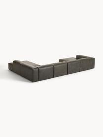 Modulaire woonlandschap Lennon van gerecycled leer, Bekleding: gerecycled leer (70% leer, Frame: massief hout, multiplex, Poten: kunststof Dit product is , Leer taupe, B 418 x D 269 cm, hoekdeel rechts