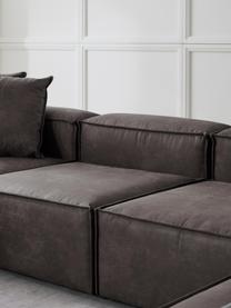 Sofa modułowa ze skóry z recyklingu Lennon, Tapicerka: skóra z recyklingu (70% s, Stelaż: lite drewno, sklejka, Nogi: tworzywo sztuczne Ten pro, Taupe skóra, S 418 x G 269 cm, prawostronna