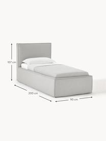 Cama individual Dream, con espacio de almacenamiento, Tapizado: poliéster (borreguillo) A, Estructura: madera de pino maciza y m, Tejido beige claro, An 90 x L 200 cm