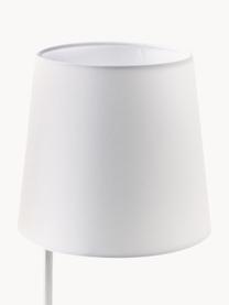 Lampada da tavolo Cadè, Paralume: tessuto, Base della lampada: metallo spazzolato, Bianco, argentato, Ø 19 x Alt. 42 cm