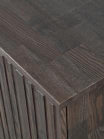 Aparador de madera de fresno con frente acanalado Avourio, Estructura: madera de fresno con cert, Patas: metal recubierto, Madera de fresno oscura, An 200 x Al 85 cm