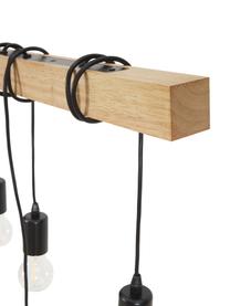 Grande suspension industrielle Townshend, Noir, bois d'hévéa, larg. 150 x prof. 10 cm