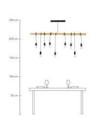 Grande suspension industrielle Townshend, Noir, bois d'hévéa, larg. 150 x prof. 10 cm