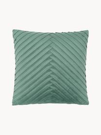 Housse de coussin en velours vert Lucie, 100 % velours de polyester, Vert foncé, larg. 45 x long. 45 cm