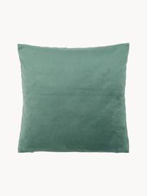 Housse de coussin en velours vert Lucie, 100 % velours de polyester, Vert foncé, larg. 45 x long. 45 cm