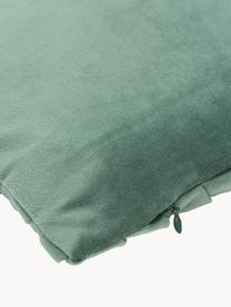 Fluwelen kussenhoes Lucie in donkergroen met structuur-oppervlak, 100% fluweel (polyester), Groen, B 45 x L 45 cm