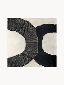 Handbeschilderde canvas zwart Circles, Zwart, lichtbeige, B 80 x H 80 cm