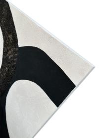 Ručne maľované plátno Black Circles, Čierna, svetlobéžová, Š 80 x V 80 cm