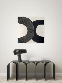 Toile peinte à la main Circles, Noir, beige clair, larg. 80 x haut. 80 cm